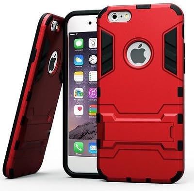 Red Rugged Case Shockproof Rugged Hybrid Rubber Hard Cover Case for iPhone 5-5S-5SE