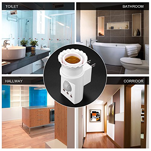 Infrared Motion Sensor Light Socket, E27 Plug In Body PIR Automatic