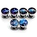 PiercingJ 6pcs 6G-5/8 Stainless Steel Solar System Galaxy Universe Screw Tunnels Ear Stretcher Plugs