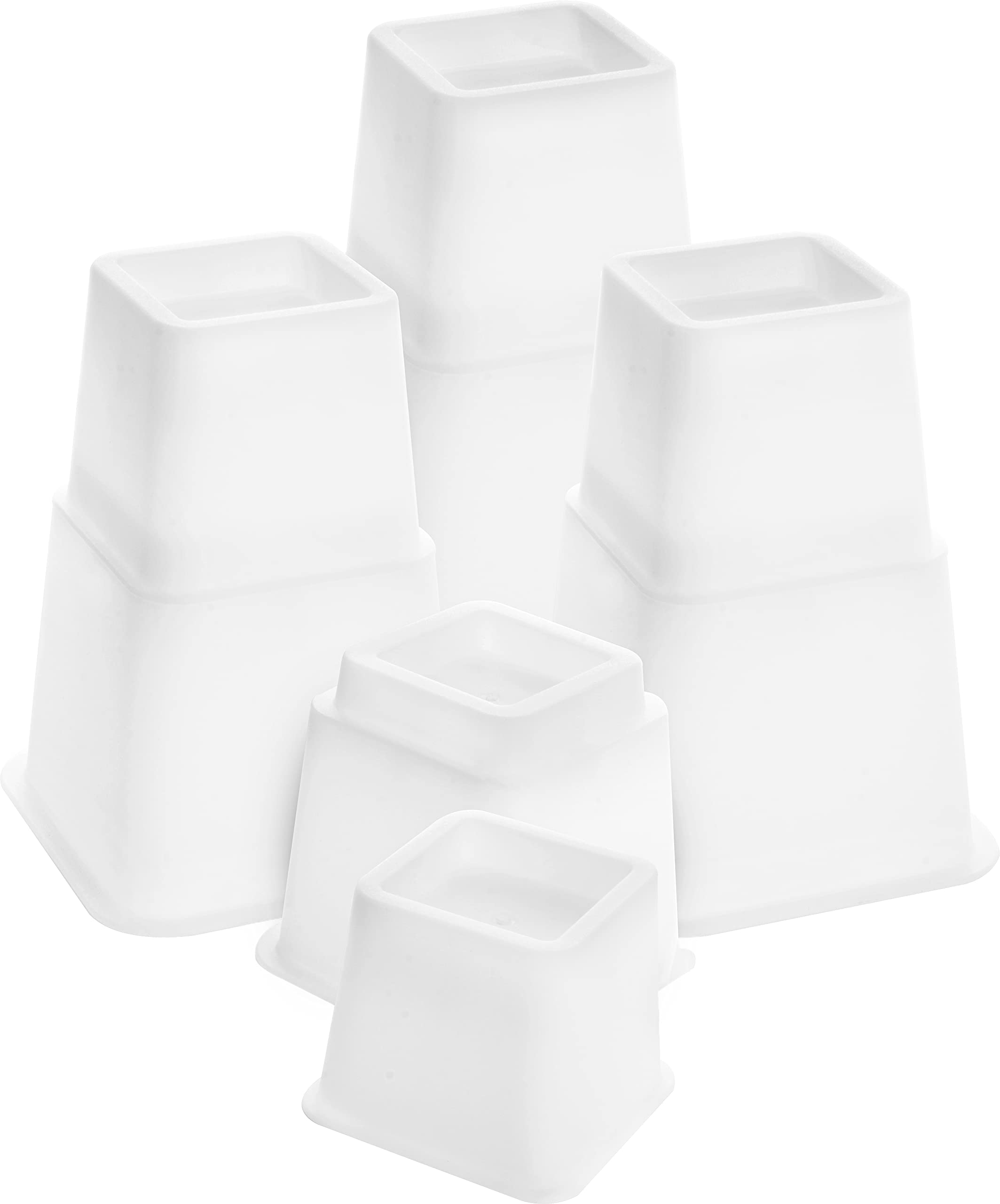 Utopia Bedding 8 Piece Premium Adjustable Furniture Risers (4 High and 4 Short) - Heavy Duty Riser with Strong Space Saving for Beds, Tables, Chairs or Sofas (3, 5 or 8 Inch) (White)