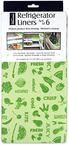 DII Non Adhesive Cut to Fit Machine Washable Fridge Liner For Drawers, Bins, Trays, Protect Produce, Set of 6, 12 x 24" - Green