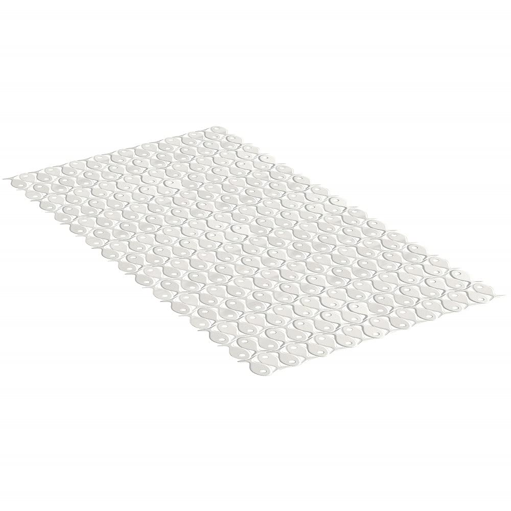 TATAY Bath Mat, Non-slip, PVC with Suction Cups, Resistant to Mold and Microbes, Anti-Bacterial, Pisces Design, Pergamon White. Measures 72 x 36 cm