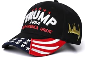 GODVINTAGE Trump 2024 Hat,3D Embroidered Trump Hat Keep America Great Donald Trump Slogan Hat Adjustable Baseball Cap