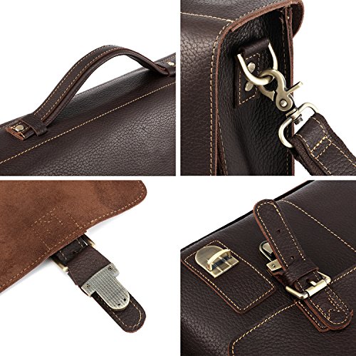 Kattee Vintage Leather Briefcase 15.6 Inch Laptop Messenger Bag Tote