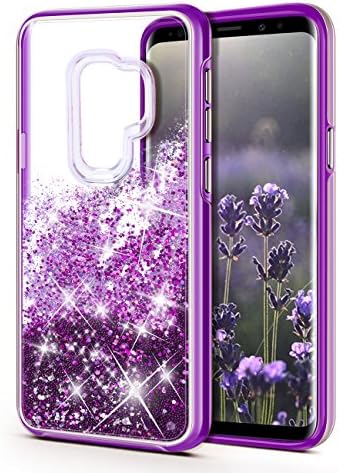 Galaxy S9 Plus Case,Aemotoy Galaxy S9 Plus Glitter Liquid Bead Sparkle Girly Crystal Bling Case Full Body 2 in 1 Shockproof TPU Bumper Hard Protective Cover for Samsung Galaxy S9 Plus (Charm Violet)