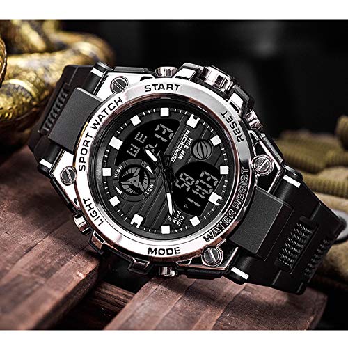 Men’s Digital Sports Watch, MultiFunctions DualDisplay Tactical Watch