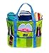 Dejaroo - Sand Free Mesh Bag - Strong Lightweight Tote For Beach & Vacation Essentials. Tons of Storage with 8 Pockets, Foldable, 17x9x15 inches, Green with Aqua Straps