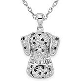 Sterling Silver Dalmatian Dog Pendant Necklace with Cubic Zirconia (CZ) s and Chain