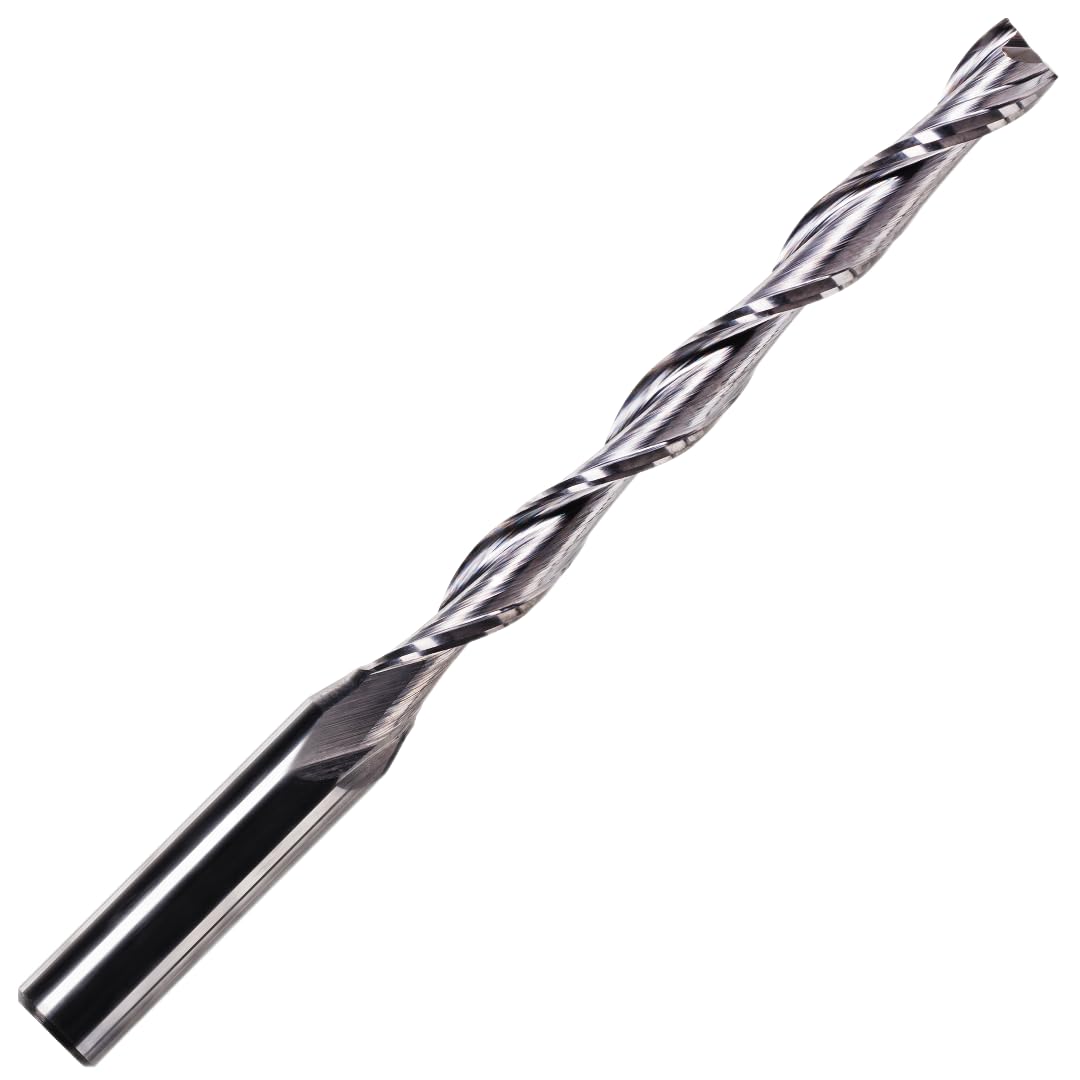 6mm x 52mm Flute x 1/4" Shank Solid Carbide Spiral 2 Flute Up Cut Router Bit for Wood, Hard Wood, PVC & Acrylic