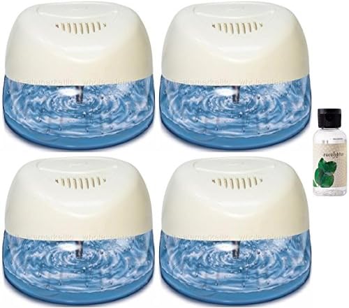 4 New Fresh Aire Machines. Includes a bottle of Rainbow Rainmate Eucalyptus Fragrance. White Color with 6 LED Color Changing Lights