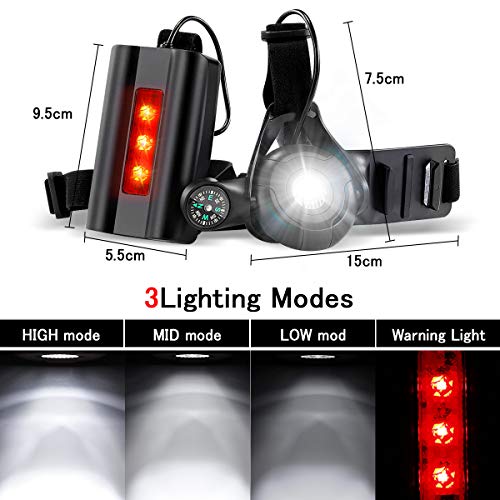 SGODDE Night Running Lights for Runners, Rechargeable LED Chest Run