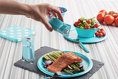 MITBAK Acrylic Turquoise Salt and Pepper Shakers (2 Piece Set) | Elegant Salt and Pepper Dispensers with Perfectly Sized Holes for Evening Seasoning | Stylish Kitchen Accessories Utensils