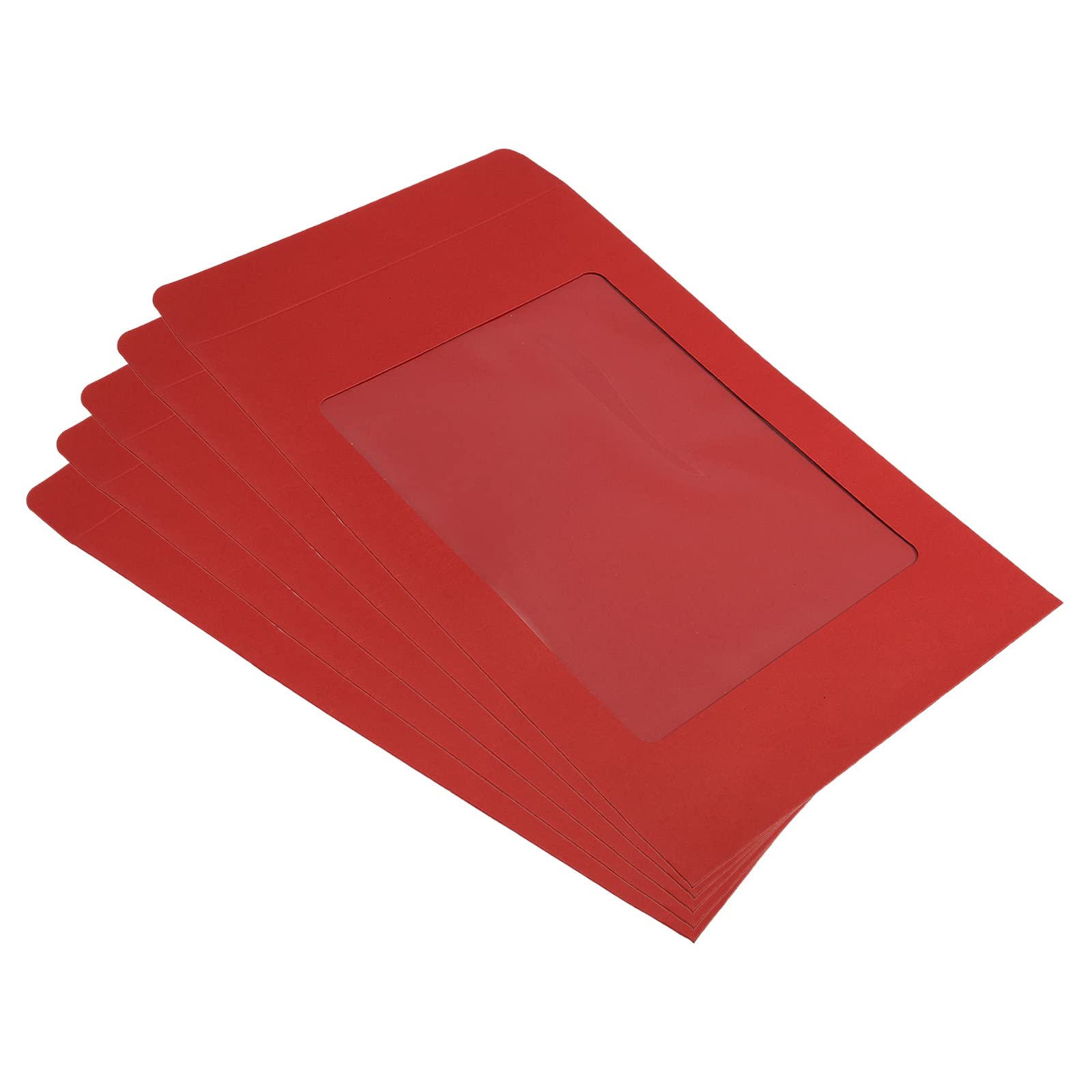YOKIVE 10 Pack Full-Face Window Envelopes, A4 Clear Single-Side Window | Mailing Document Photo Letter, Great for Business Office(Red)