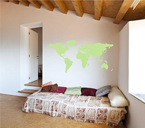 The Decal Guru World Map Vinyl Wall Art Sticker | Earth Home Decor Removable Sticker Easy to Apply Wall Graphic (Key Lime Pie, 22x32 inches)