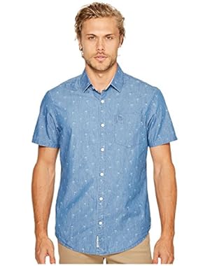 Men's Short Sleeve Chambray Dobby Cotton Shirt