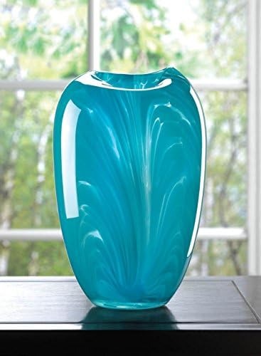 Home Vase Modern Glass Teal Art Flower Filler Elegant Centerpiece Arrangement Unique Contemporary Decorative