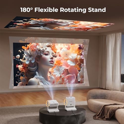 Smart Projector-4K Projecteur Home:【Built-in Google TV|180° Stand|2000 Brightness|Voice Control】 Movie Projector with WiFi6 & Bluetooth5.4 Auto Keystone Sovboi S61Pro Ceiling Compatible with Netflix