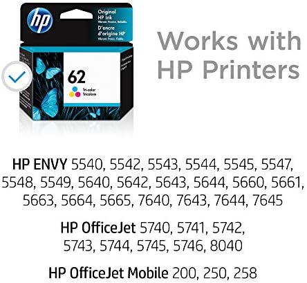 hp printer using 62 ink