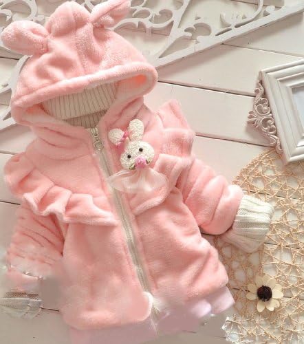 Amazon Co Jp うさ耳 耳付 ふわふわもこもこ うさぎブローチ付ジップアップパーカー サイズ110 1 韓国子供服 K 29 服 ファッション小物