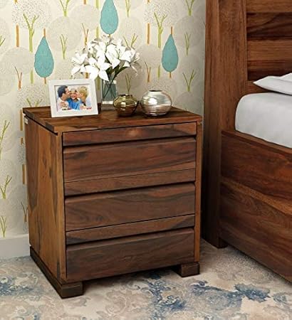 Shree Decoart Sheesham Wood Bedside Table With Drawers For Bedroom