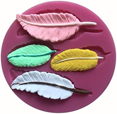FLYMOR 4 PCS Leaf Shape Silicone 3D Mold Fondant Cake Candy Tools,Pink