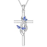 Dorunmo Hummingbird/Turtle/Ladybug/Dragonfly Necklace 925 Sterling Silver Cross Pendant Animal Necklace Jewelry Gifts for Women