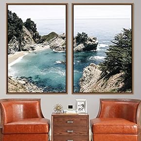 signwin 2 Piece Framed Canvas Wall Art Coastal...