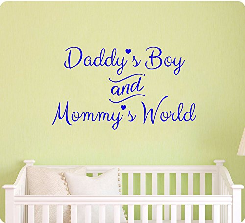 24" BLUE Daddy's Boy and Mommy's World Wall Decal Sticker Art Mural Home Dcor Quote Baby Nursery