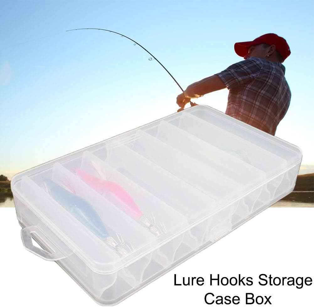 Terzsl Storage Box Double Side 7 Grids Fishing Tackle Tool Bait Lure Hooks Storage Case Plastic Box White Translucent