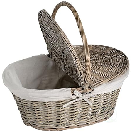Vintiquewise(TM Oval Willow Picnic Basket with Lid