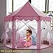 Windpnn Kids Play Tent, Pink Princess Castle Play House, Large Light Up Playhouse with Remote LED Twinkle Star Light, Top Toy Gift Ideas for Girls Boys Toddlers Baby (55