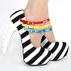 SHOW-STORY-Black-White-Stripe-3-Strap-Platform-Bone-Heel-Mary-Jane-PumpsLF80636