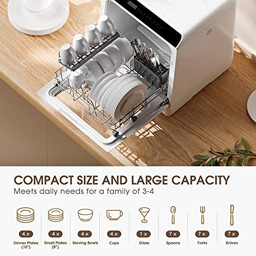 Countertop Portable Dishwasher, NOVETE Compact Dishwasher with 5Liter