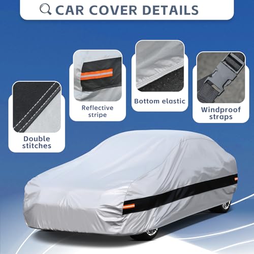 Holthly Funda de Coche de para Ford Mustang, Shelby, GT350, GT500, Fundas de Coche para automóviles para Todo Tipo de Clima, Impermeable, protección contra el Sol, la Nieve, la Lluvia, el Viento, el