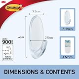 Command Medium Hook Pack of 2 with 4 Strips Transparent Damage Free 900 g view 3