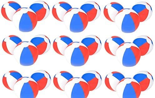 (24) 12'' PATRIOTIC Beach Balls ~ RED WHITE & BLUE Beach Ball Inflates ~ Patriotic Beachballs ~ Pool Decor Favor Water Outdoor Birthday Fourth July Wedding Celebration ~ 4TH Independence Day by rnixed