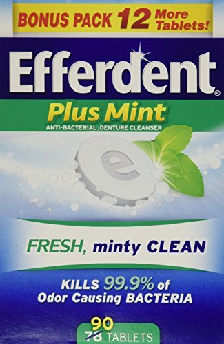 Efferdent Retainer Cleaning Tablets, Denture Cleaning Tablets for Dental Appliances, Minty Fresh & Clean, 90 Count. (Pack of 3)