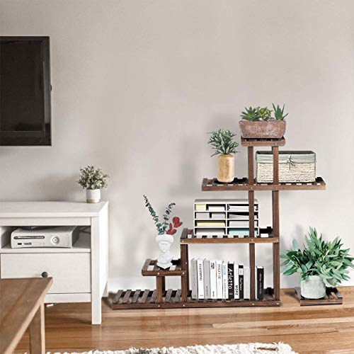 TOOCA Wood Plant Stand Indoor, 5 Tier Stylish Outdoor Plant Flower