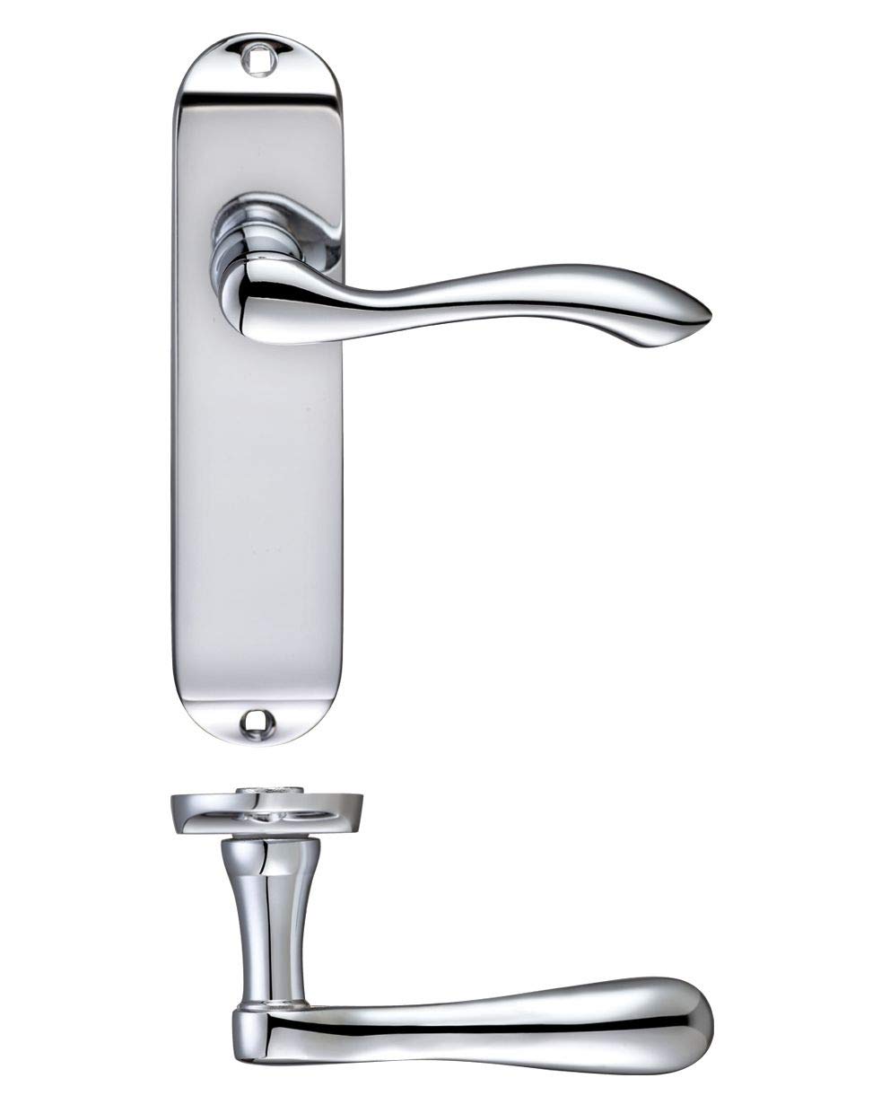 Fulton and Bray Arundel Door Handle on Backplate - Latchset - Polished Chrome