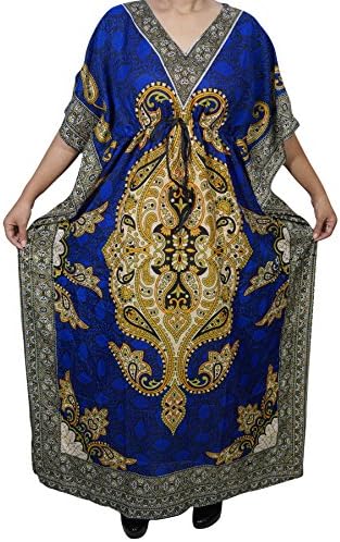 Womens Kimono Dress Caftan Dashiki Print Kaftan Evening Beach Cover Up Maxi Dress