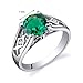 PEORA Simulated Emerald Cathedral Solitaire Ring for Women 925 Sterling Silver, 1.25 Carats Round Shape 7mm, Size 7