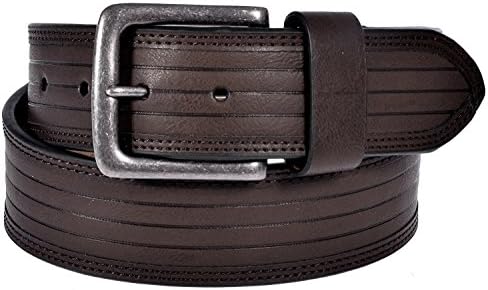 Sunny Belt Men's Faux Leather Sleek &amp; Subtle Pattern Square Buckle Belt Black 36
