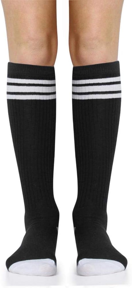 Premium Triple Stripe Adult Knee High Tall Athletic Tube Socks