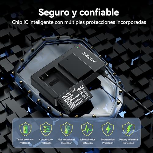 ENEGON LP-E17 Baterías y Rápido Dual Cargador para Canon EOS RP, R8, R10, R50, R100; Rebel SL3, SL2, T8i, T7i, T6i, T6s;EOS M3, M5, M6, 200D, 250D,77D, 750D, 760D, 800D, 8000D Cámara réflex Digital