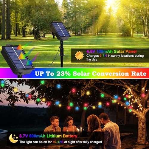 Realky 18M 100 LED Outdoor Solar String Lights with 8 Modes and Memory Function, IP65 Waterproof, Decorative Lights for Terrace, Balcony, Gazebo, Party (Multicolor)
