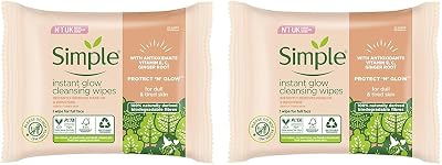 Simple Protect N Glow Instant Glow Biodegradable Wipes, 20 Wipes Pack 2