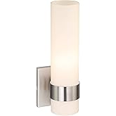 XiNBEi Lighting Wall Light ADA Wall Sconce with Opal Cylinder Glass in Brushed Nickel, Bathroom Vanity Light for Living Room 