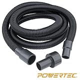 POWERTEC 70130 Dust Collection Hose and Fittings | Premium 10ft Power Tool Dust Hose with Vacuum Attachments