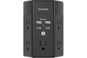 Multi Plug Outlet, 5 Outlet Extender with 4 USB Charging Ports (2 USB C), USB Wall Charger, 3-Sided 1800J Power Strip Outlets