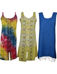 Wholesale Lot Of 3 Womens Shift Dress Embroidered Sleeveless Boho Eternal Sunshine Resort Dresses